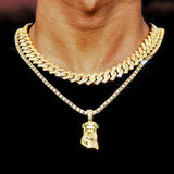 Hip Hop Jesus Pendant Necklace for Men Ice Out Chain Full Shining Crystal