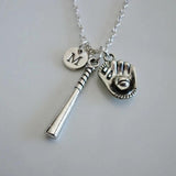 Softball Bat Necklace - Baseball Glove Gift