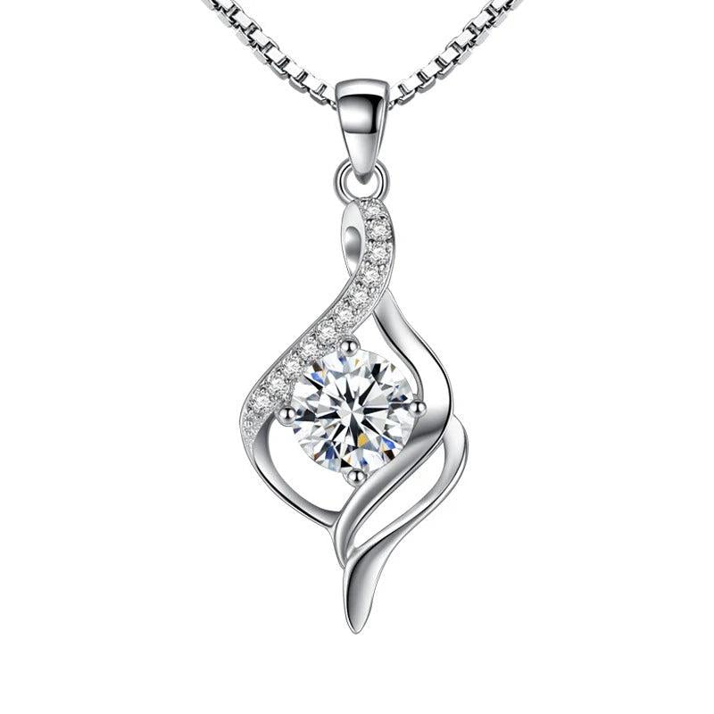 S925 Twisted CZ Zircon Pendant Necklace for Women FQL21127