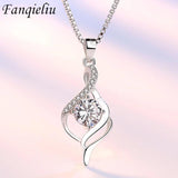 S925 Twisted CZ Zircon Pendant Necklace for Women FQL21127