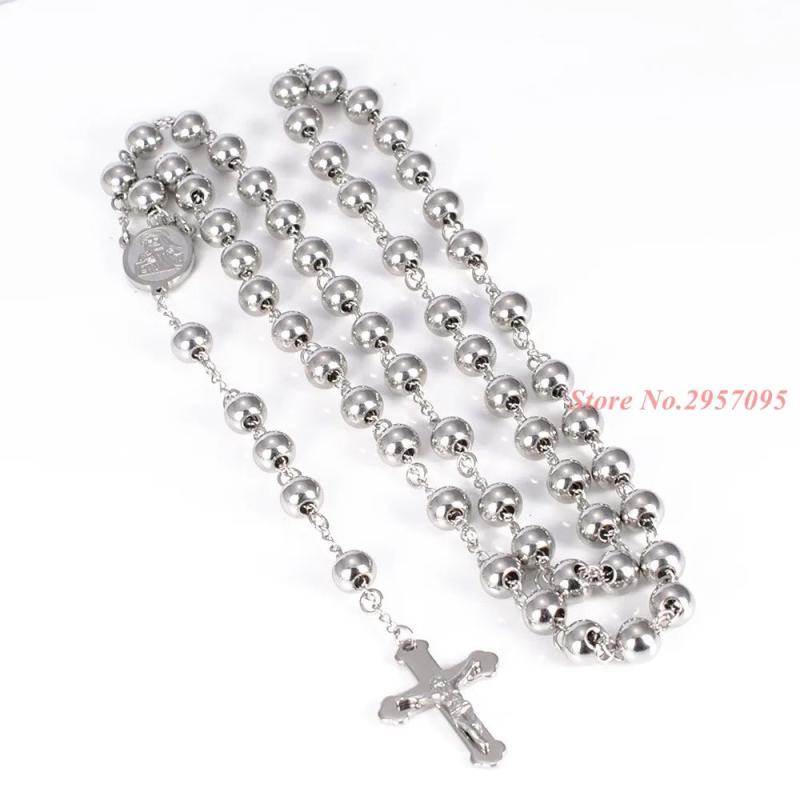 Rosary Chain Jesus Cross Pendant Necklace