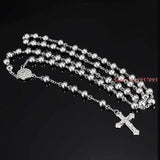 Rosary Chain Jesus Cross Pendant Necklace
