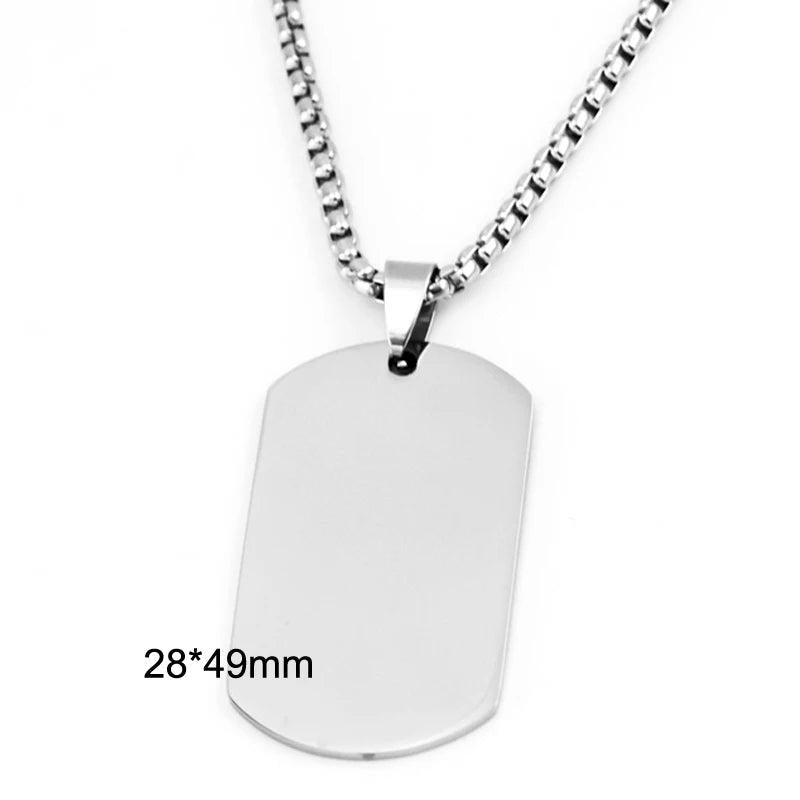 Military Plate Collar Dogtag ID Pendant Necklace For Men Stainless Steel