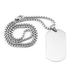 Military Plate Collar Dogtag ID Pendant Necklace For Men Stainless Steel