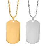 Military Plate Collar Dogtag ID Pendant Necklace For Men Stainless Steel