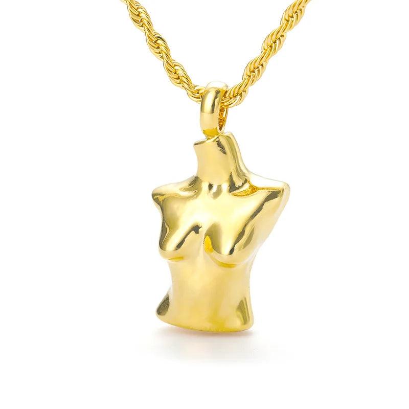 Female Body Boobs Pendant Necklace Hip Hop Freedom Jewelry