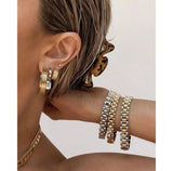 Women's Hiphop Wrap Bracelets Stainless Steel Plated