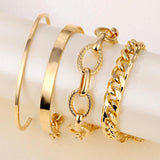 4Pcs Punk Metal Chain Bracelet Set Retro Geometric Twist Bangles Jewelry