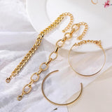 4Pcs Punk Metal Chain Bracelet Set Retro Geometric Twist Bangles Jewelry