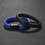 Punk Leather Bracelet Stainless Steel Clasp Gift