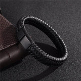 Punk Leather Bracelet Stainless Steel Clasp Gift