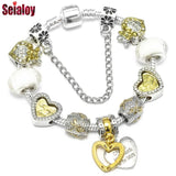 Heart Shaped Mouse Beads Bracelet Two-tone Charm Bangle