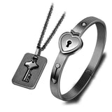 Heart Bracelet Choker Set Stainless Steel Key Pendant Necklace