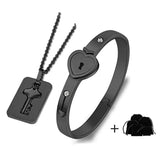 Heart Bracelet Choker Set Stainless Steel Key Pendant Necklace