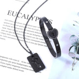 Heart Bracelet Choker Set Stainless Steel Key Pendant Necklace