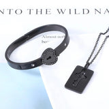 Heart Bracelet Choker Set Stainless Steel Key Pendant Necklace