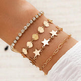 5PCS/Set Box Chain Bracelets Bangles Silver Beads Bracelet Couples Vintage Boho