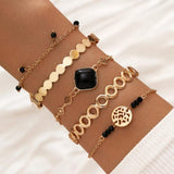 5PCS/Set Box Chain Bracelets Bangles Silver Beads Bracelet Couples Vintage Boho