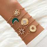 5PCS/Set Box Chain Bracelets Bangles Silver Beads Bracelet Couples Vintage Boho