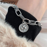 Thick Chain Bracelet Hip Hop Vintage Couple Leaf Pendant Party Jewelry