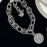 Thick Chain Bracelet Hip Hop Vintage Couple Leaf Pendant Party Jewelry