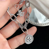 Thick Chain Bracelet Hip Hop Vintage Couple Leaf Pendant Party Jewelry