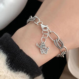 Thick Chain Bracelet Hip Hop Vintage Couple Leaf Pendant Party Jewelry