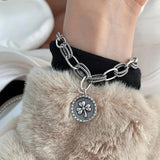 Thick Chain Bracelet Hip Hop Vintage Couple Leaf Pendant Party Jewelry