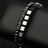 2Pcs Square Hematite Wave Bangle Set for Men Women