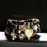 Heart Crystal Beaded Bracelets Set for Women Boho Style Jewelry