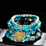 Heart Crystal Beaded Bracelets Set for Women Boho Style Jewelry