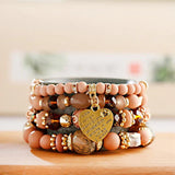 Heart Crystal Beaded Bracelets Set for Women Boho Style Jewelry