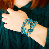 Heart Crystal Beaded Bracelets Set for Women Boho Style Jewelry