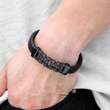 Punk Special Pattern Bicycle Chain Stainless Steel Leather Bracelet