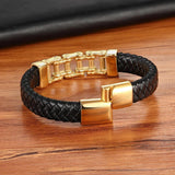 Punk Special Pattern Bicycle Chain Stainless Steel Leather Bracelet