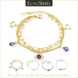 Evil Eye Crystal Pendant Bracelet Cuban Link Chain Bling Jewelry Gift