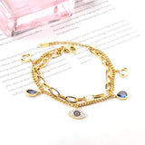 Evil Eye Crystal Pendant Bracelet Cuban Link Chain Bling Jewelry Gift