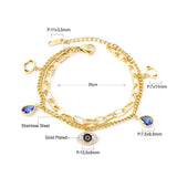 Evil Eye Crystal Pendant Bracelet Cuban Link Chain Bling Jewelry Gift