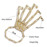 Punk Gothic Hand Chain Skull Skeleton Five Fingers Rings Couples Bracelet