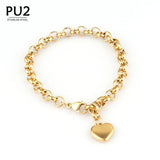 Vintage Stainless Steel Heart Pendant Bracelet for Women