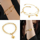 Vintage Stainless Steel Heart Pendant Bracelet for Women