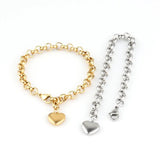 Vintage Stainless Steel Heart Pendant Bracelet for Women