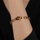Vintage Stainless Steel Heart Pendant Bracelet for Women