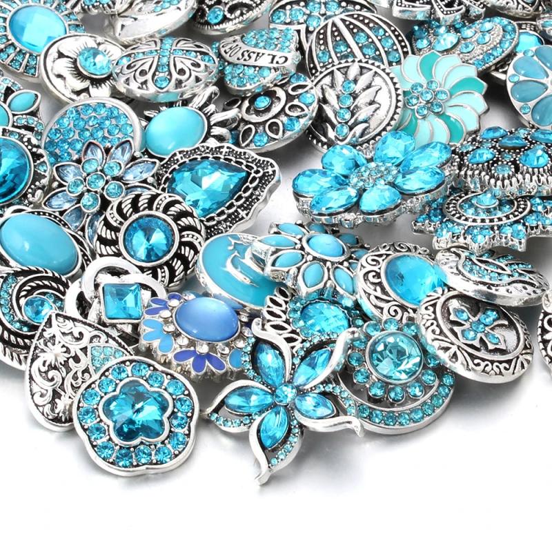 10pcs/lot 18mm Snap Jewelry Mix Many Styles Metal Snap Buttons