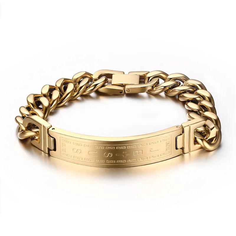 Gold Jesus Cross Stainless Steel Bracelet Men's Rock Jewelry