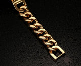 Gold Jesus Cross Stainless Steel Bracelet Men's Rock Jewelry