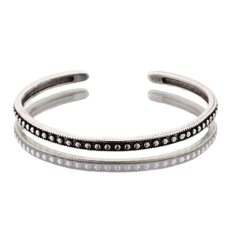 Vintage Thai Silver Geometric Bracelet for Birthday Party