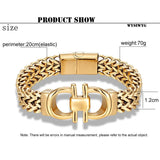 Men's Stainless Steel Link Chain Bracelet Hip Hop Jewelry