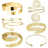6-Piece Metal Arm Bracelet Set for Women Girls Adjustable Armlet Armband