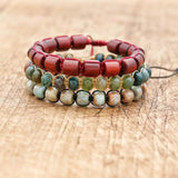Natural Stone Bracelet Set 4pcs - African Lava